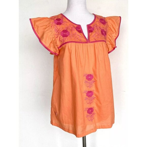 j.marie Tops - NWT J Marie embroidered Krista Top size Medium Retail $106 pink Orange
